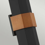 Contemporary Chasm LED Outdoor Wall Lantern - Matte Black with Wood Accent