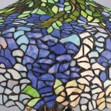 Vintage Bronze Cobalt Table Lamp with Tiffany Hydrangea Design