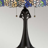 Vintage Bronze Cobalt Table Lamp with Tiffany Hydrangea Design
