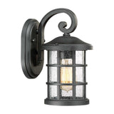 Crusade Exterior Wall Lantern - Earth Black Finish with Clear Seeded Glass