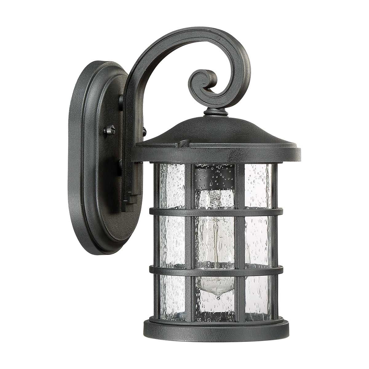 Crusade Exterior Wall Lantern - Earth Black Finish with Clear Seeded Glass