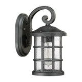 Crusade Exterior Wall Lantern - Earth Black Finish with Clear Seeded Glass