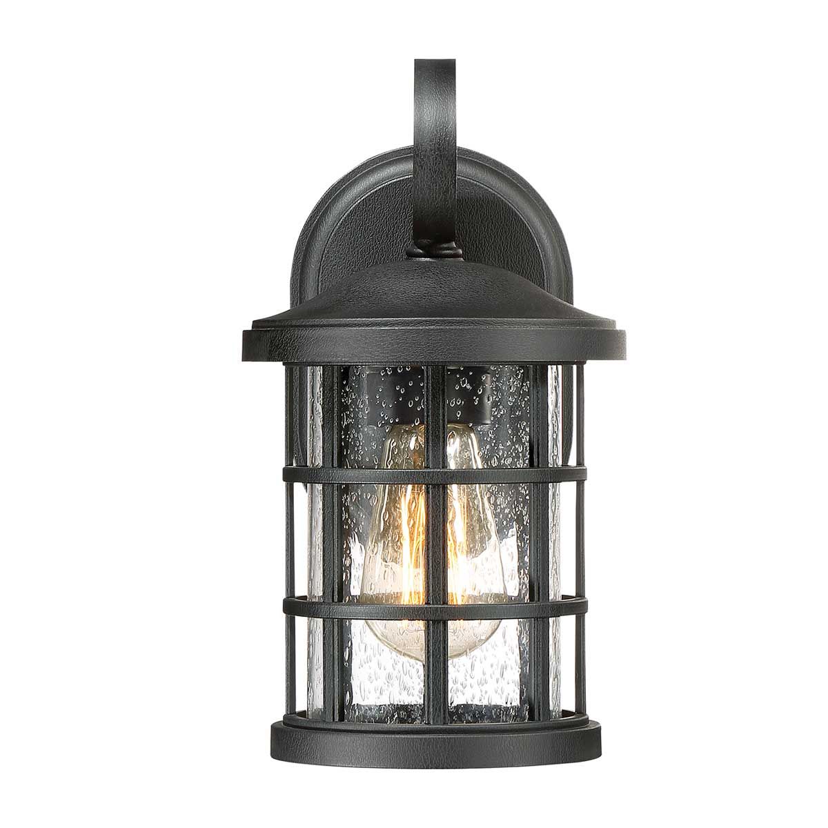 Crusade Exterior Wall Lantern - Earth Black Finish with Clear Seeded Glass