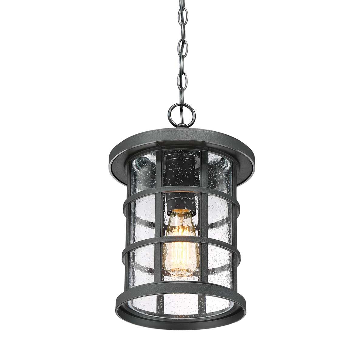 Craftsman-Style Outdoor Chain Lantern in Earth Black Finish