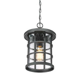 Craftsman-Style Outdoor Chain Lantern in Earth Black Finish
