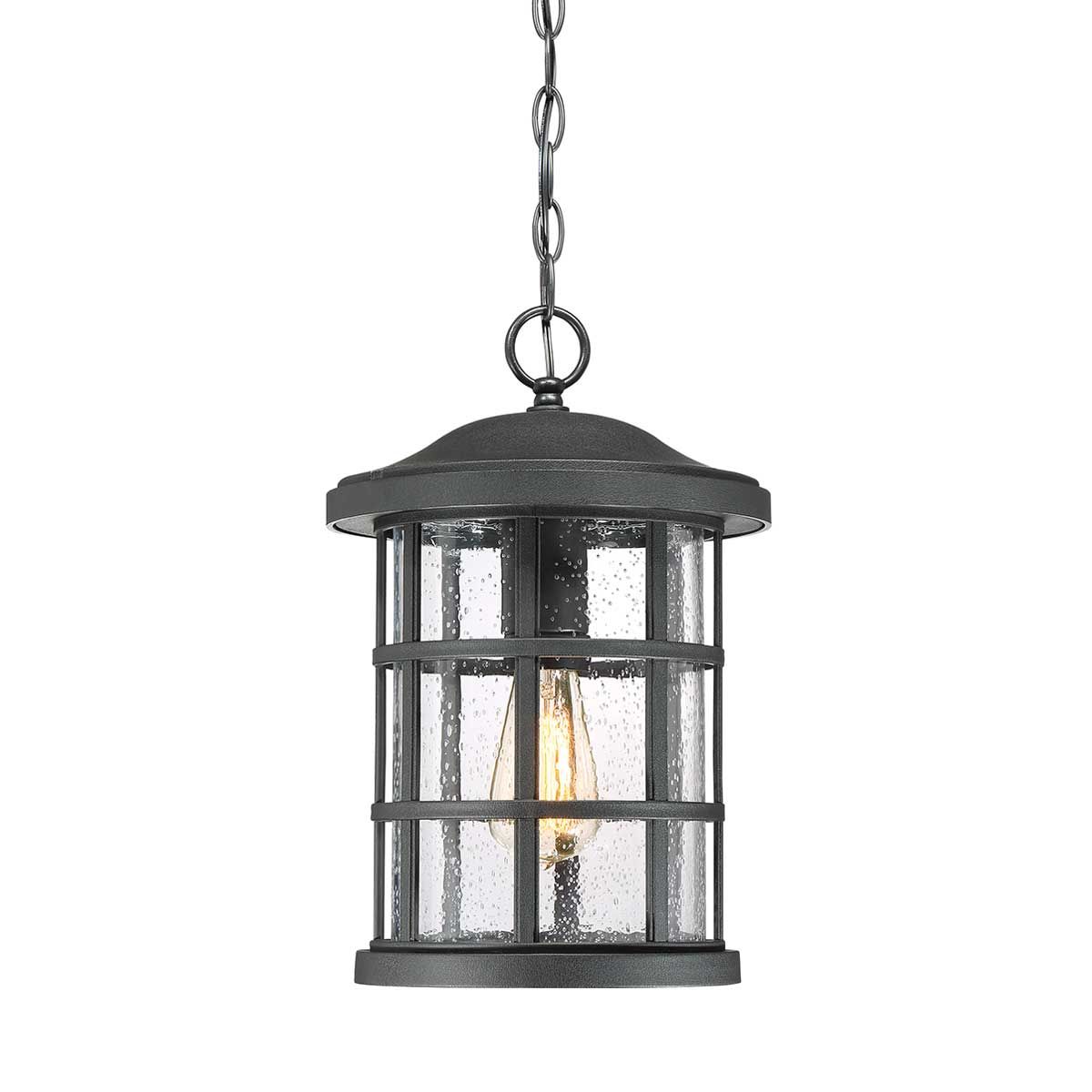 Craftsman-Style Outdoor Chain Lantern in Earth Black Finish