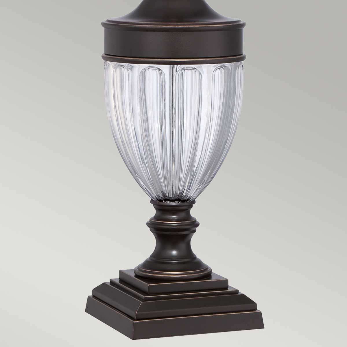 Dennison Table Lamp in Palladian Bronze with Tan Fabric Shade