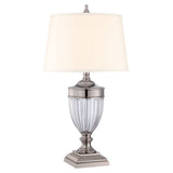Dennison Table Lamp in Polished Nickel with Tan Fabric Shade