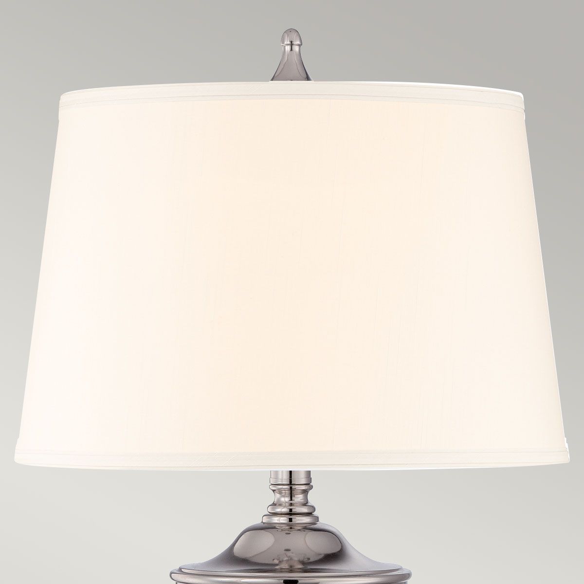 Dennison Table Lamp in Polished Nickel with Tan Fabric Shade