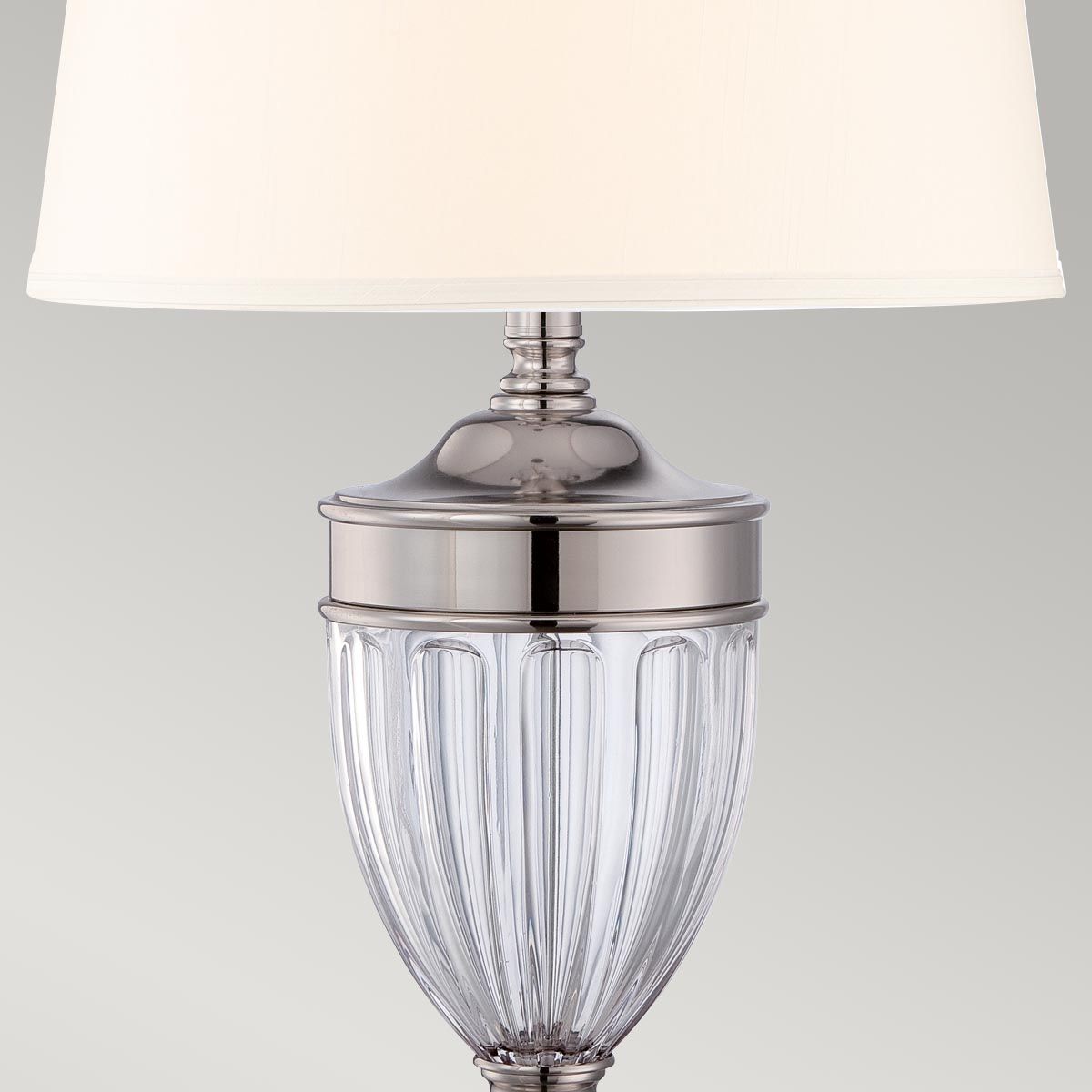 Dennison Table Lamp in Polished Nickel with Tan Fabric Shade