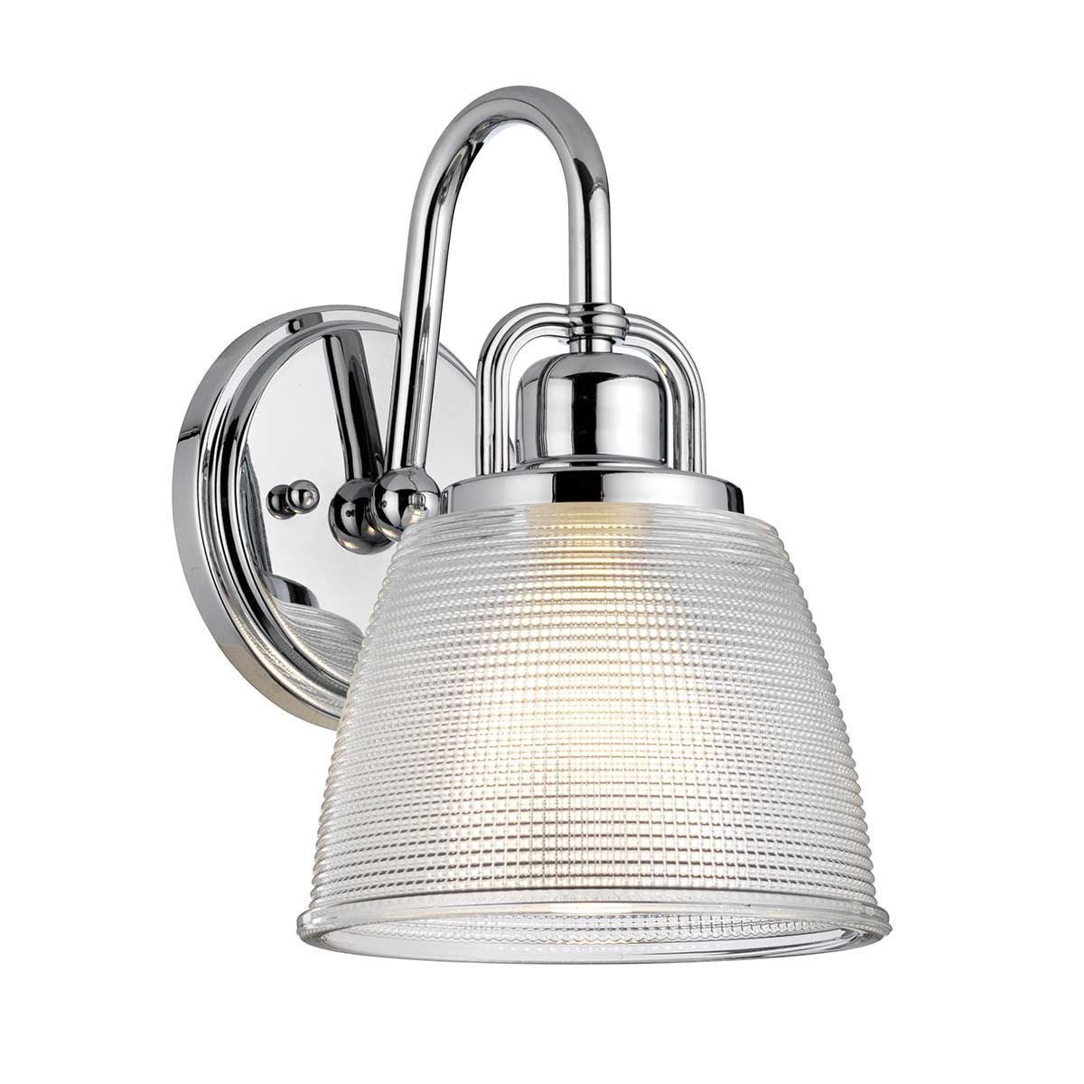 Dublin Polished Chrome Wall Sconce with Textured Glass Shade
