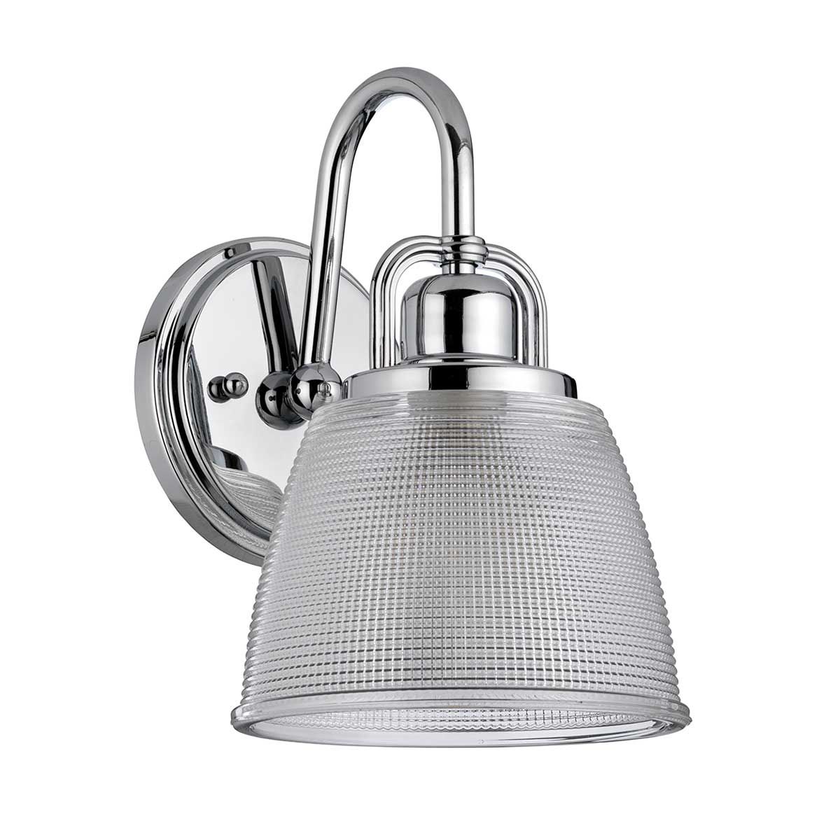 Dublin Polished Chrome Wall Sconce with Textured Glass Shade