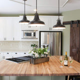 Emery Vintage Palladian Bronze Barber Ceiling Pendant Light
