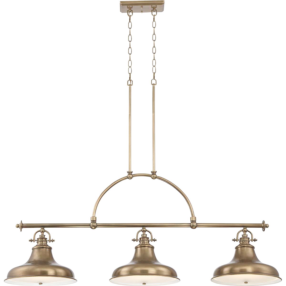 Emery Vintage Americana Three-Light Pendant in Weathered Brass