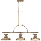 Emery Vintage Americana Three-Light Pendant in Weathered Brass