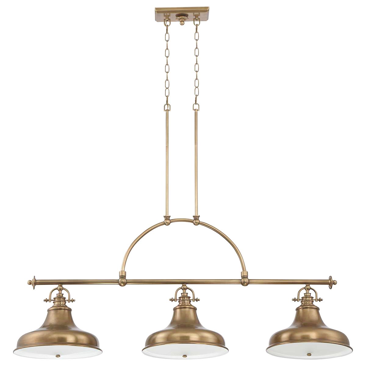 Emery Vintage Americana Three-Light Pendant in Weathered Brass