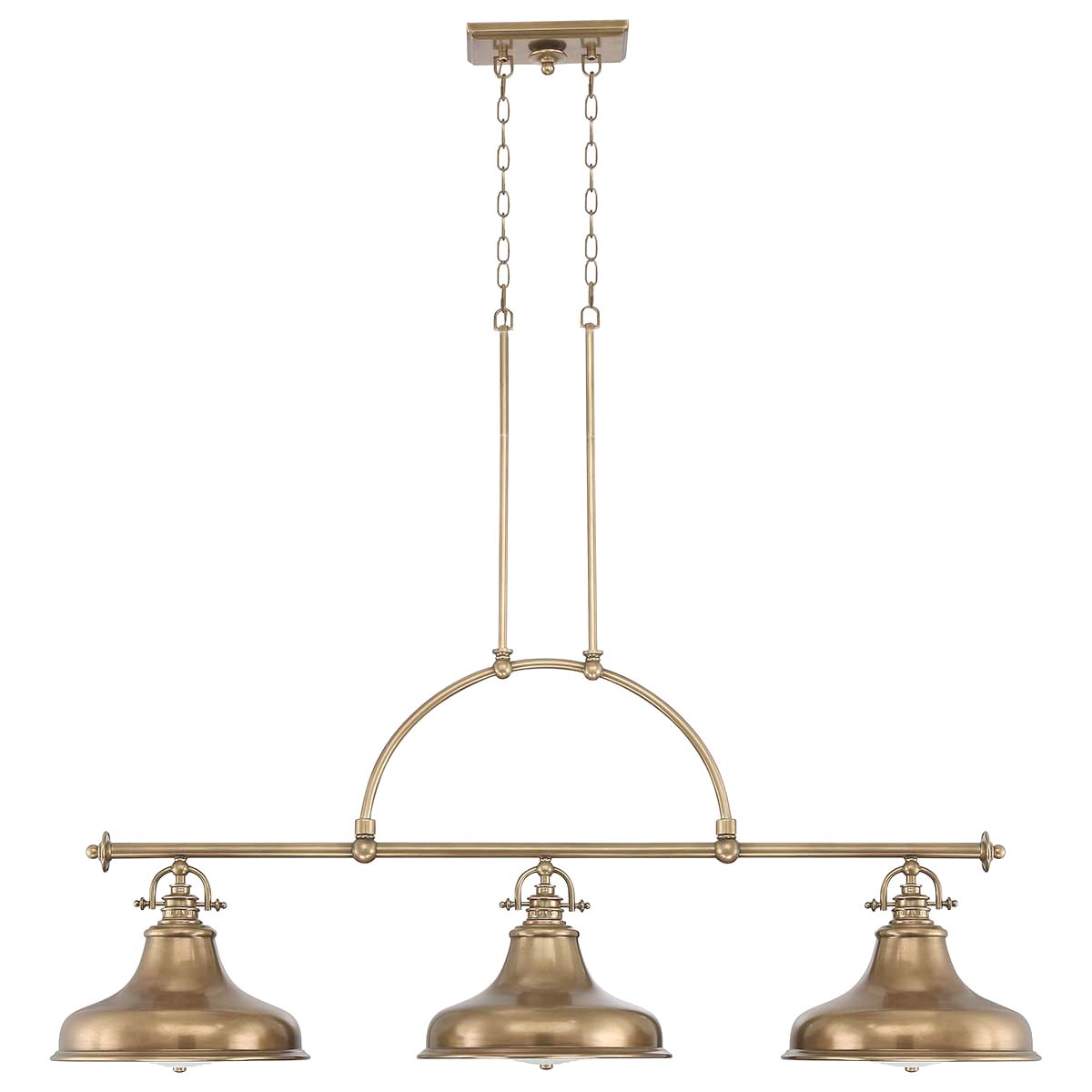 Emery Vintage Americana Three-Light Pendant in Weathered Brass
