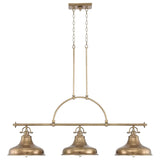 Emery Vintage Americana Three-Light Pendant in Weathered Brass