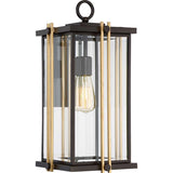 Western Bronze Mid-Century Wall Lantern with Gold Accents