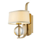 Gotham Brushed Brass Wall Light with Cream Shade