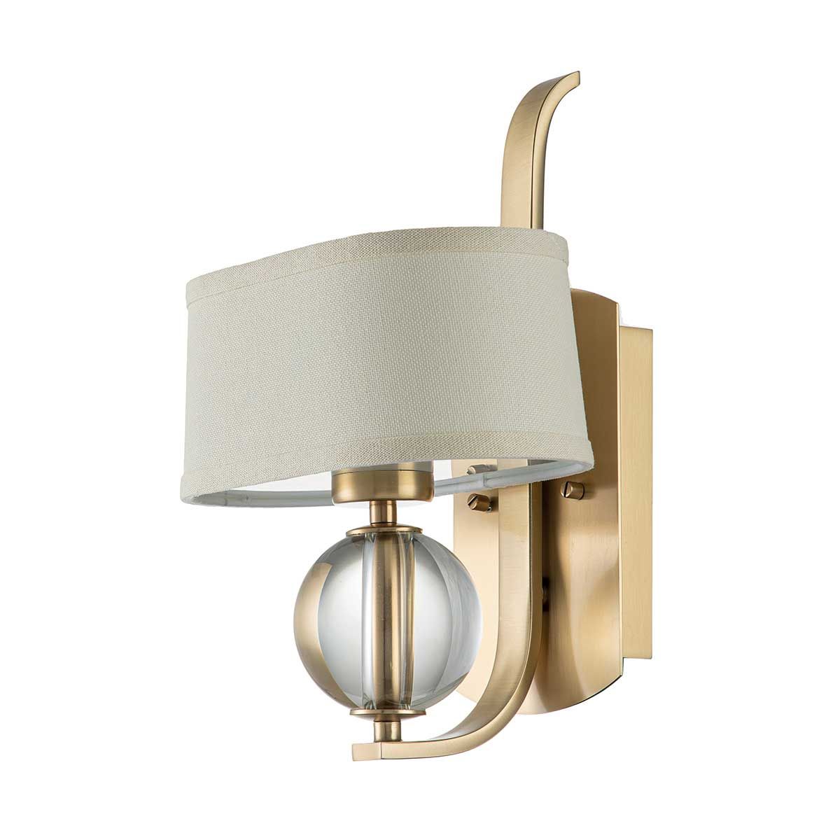 Gotham Brushed Brass Wall Light with Cream Shade