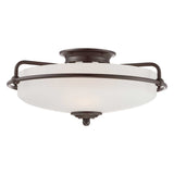 Palladian Bronze 3-Light Opal Glass Ceiling Fixture