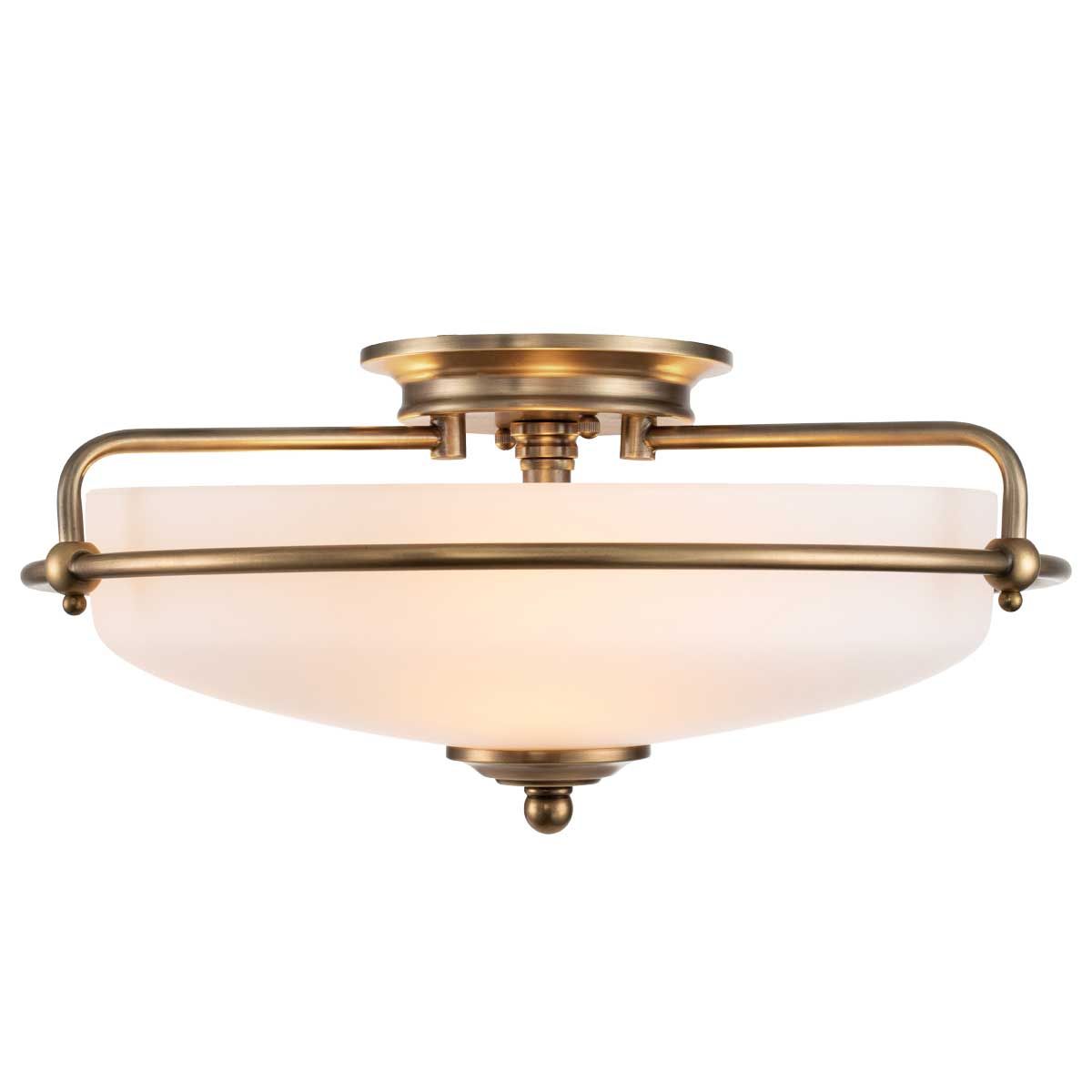 Griffin Triple Light Ceiling Fixture in Weathered Brass