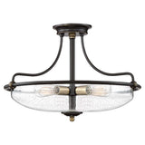 Griffin Trio Light Ceiling Fixture in Palladian Bronze with Brass Highlights