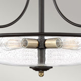 Griffin Trio Light Ceiling Fixture in Palladian Bronze with Brass Highlights