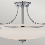 Griffin Polished Chrome Semi-Flush Mount Light with Etched Glass, 3 Bulbs