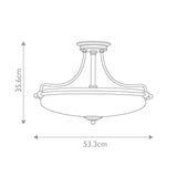 Griffin Polished Chrome Semi-Flush Mount Light with Etched Glass, 3 Bulbs