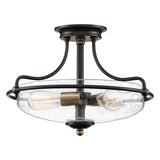 Griffin Trio Light Ceiling Fixture in Palladian Bronze and Brass