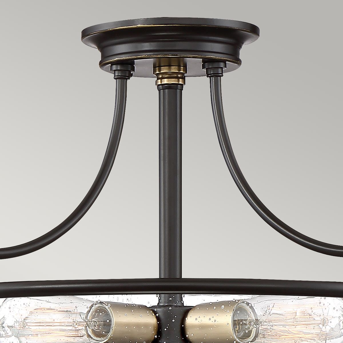 Griffin Trio Light Ceiling Fixture in Palladian Bronze and Brass