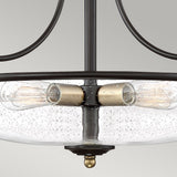 Griffin Trio Light Ceiling Fixture in Palladian Bronze and Brass