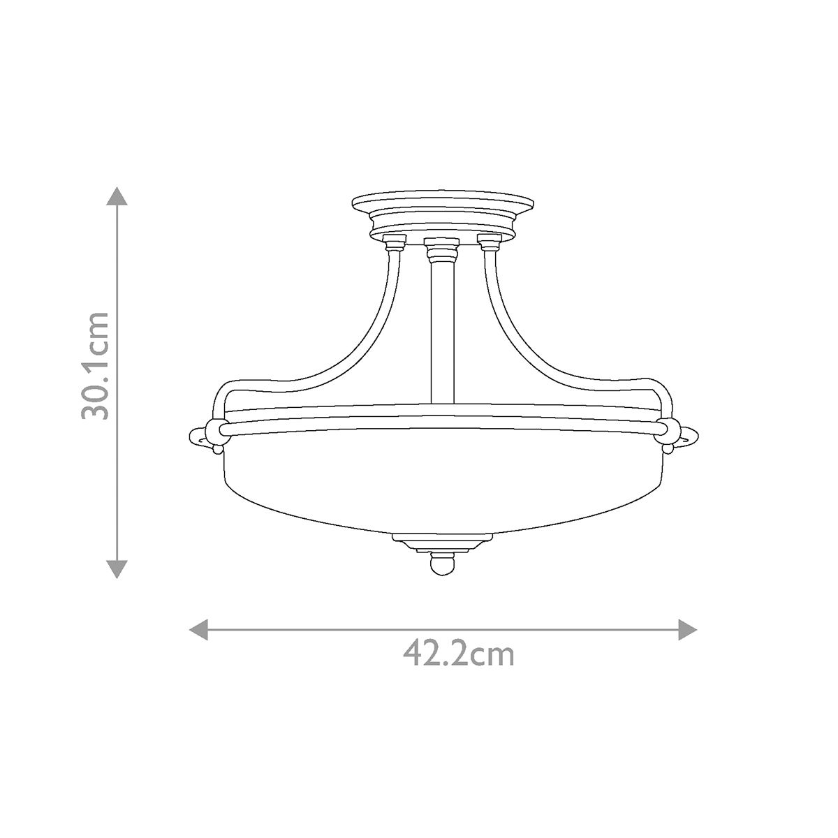 Griffin Trio Light Ceiling Fixture in Palladian Bronze with Brass Highlights