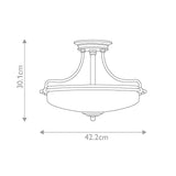 Griffin Trio Light Ceiling Fixture in Palladian Bronze with Brass Highlights