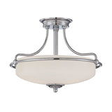 Griffin Polished Chrome Semi-Flush Mount Light with Etched Glass, 3 Bulbs