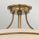 Griffin Weathered Brass Semi-Flush Mount Ceiling Light with Tiffany Glass