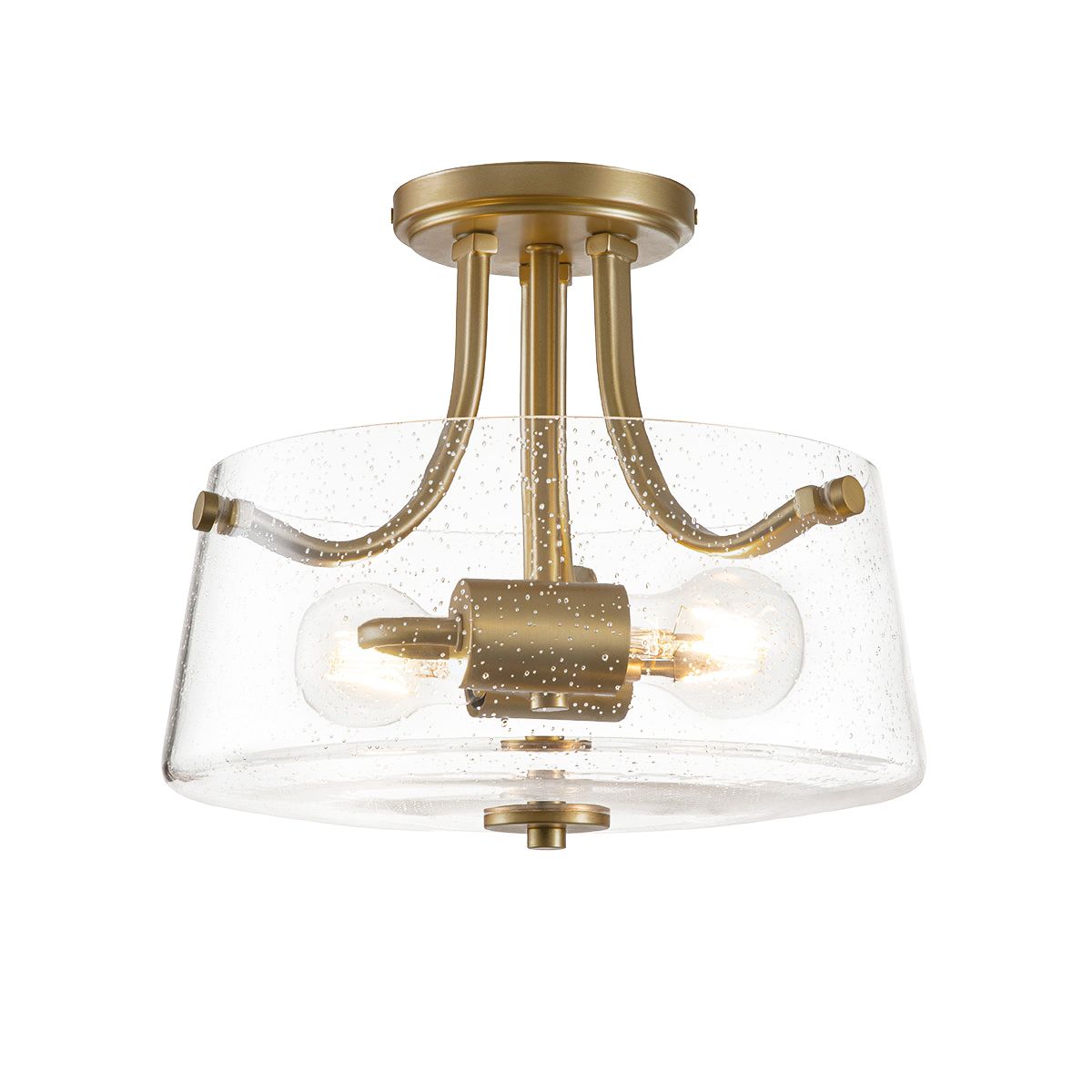 Hollister Brushed Brass Dual-Light Semi-Flush Ceiling Fixture