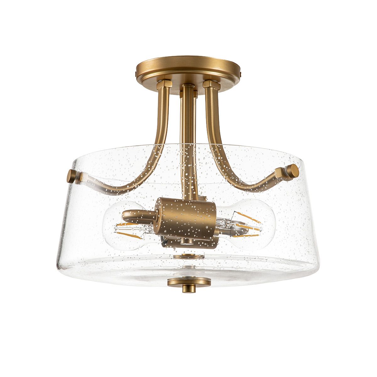 Hollister Brushed Brass Dual-Light Semi-Flush Ceiling Fixture