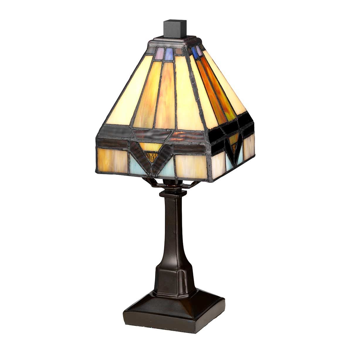 Holmes Vintage Bronze Tiffany Glass Mini Table Lamp