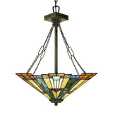 Inglenook Tiffany-Style Arts and Crafts Stained Glass Pendant Lamp