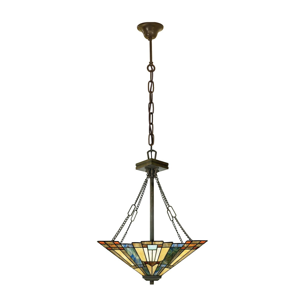 Inglenook Tiffany-Style Arts and Crafts Stained Glass Pendant Lamp