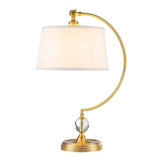 Elegant Jenkins Brushed Brass Table Lamp with Cream Linen Shade