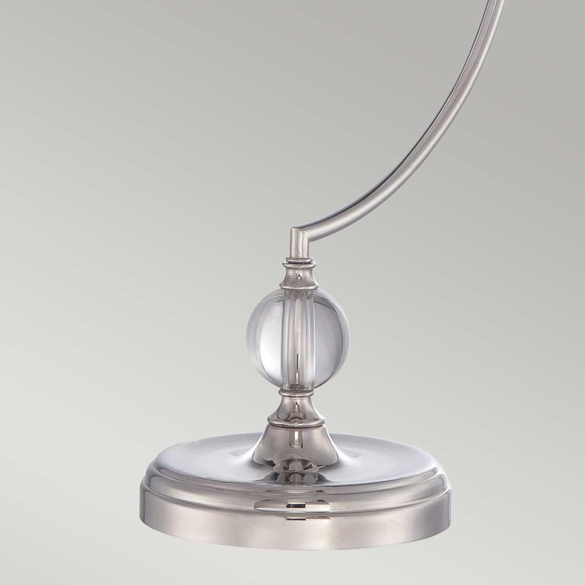 Jenkins Polished Nickel Tiffany Glass Table Lamp with Cream Linen Shade