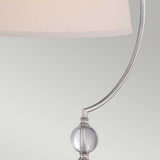 Jenkins Polished Nickel Tiffany Glass Table Lamp with Cream Linen Shade