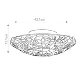 Vintage Bronze Tiffany Art Nouveau Flush Mount Chandelier