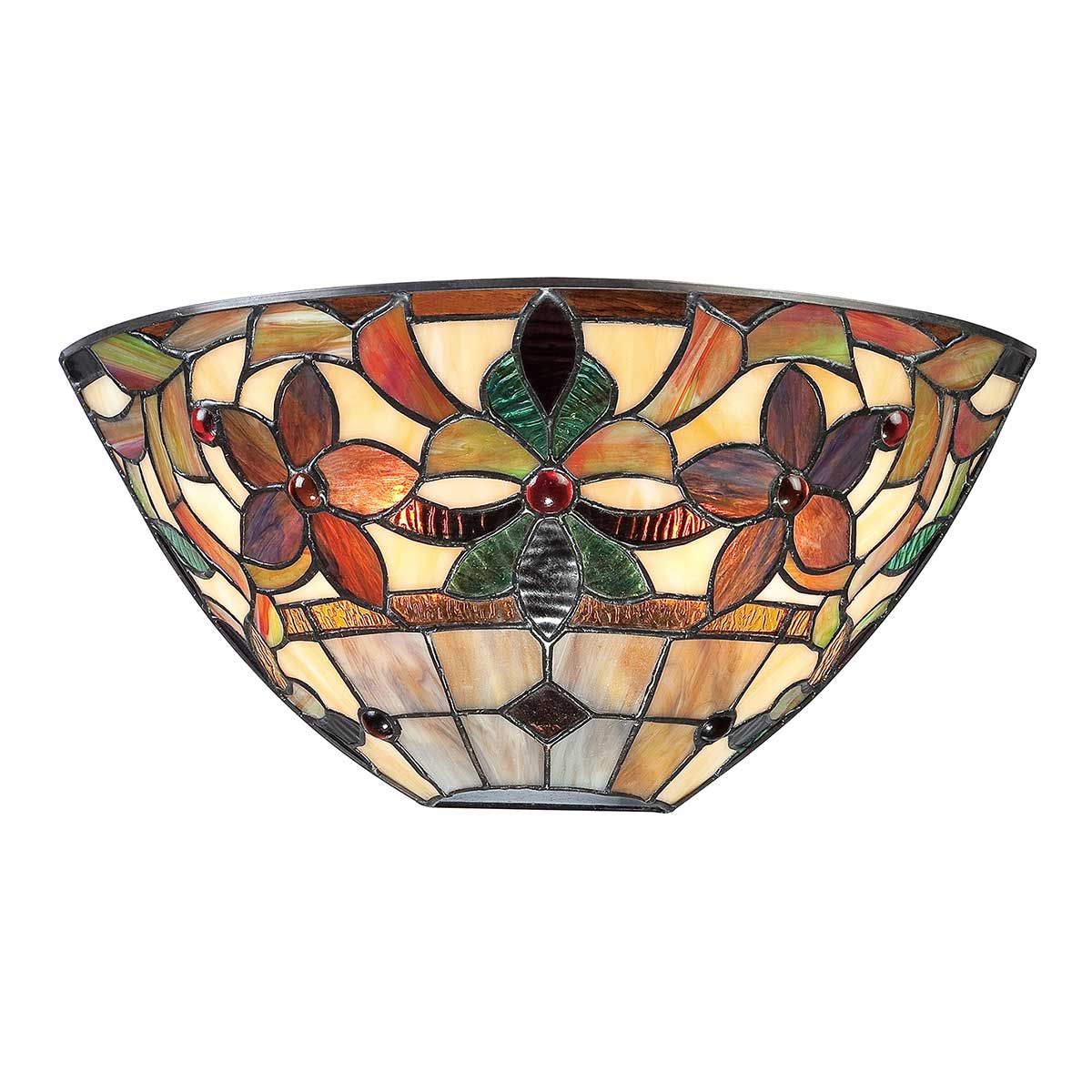 Art Nouveau Stained Glass Wall Sconce in Vintage Bronze Finish