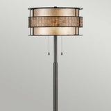 Copper Mosaic Tile Band Floor Lamp with Taupe Mica Shade