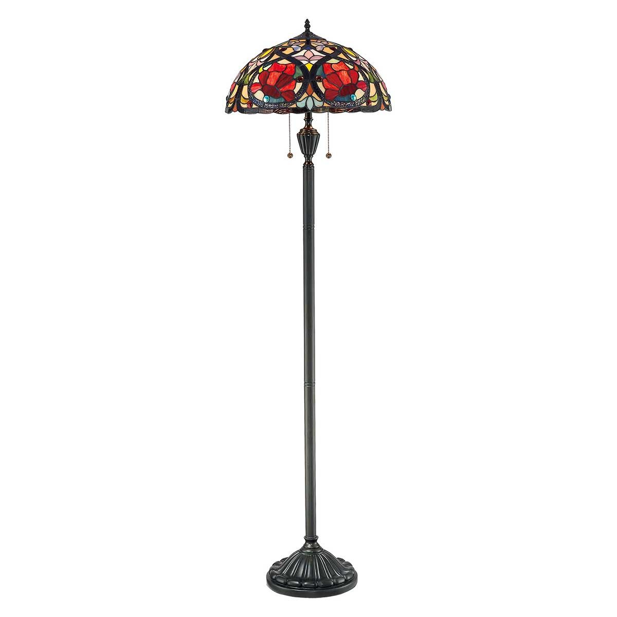 Larissa Art Nouveau Stained Glass Floor Lamp in Vintage Bronze